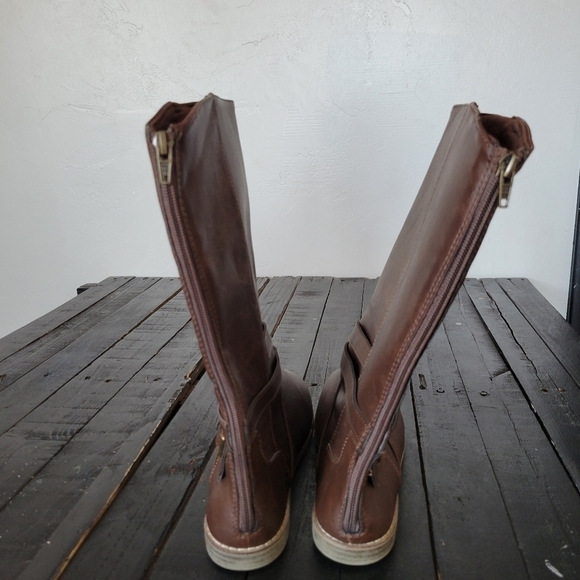 Old Navy Brown Boots Faux Leather EUC Women's 5 Mid-calf Fall Winter - Picture 2 of 7